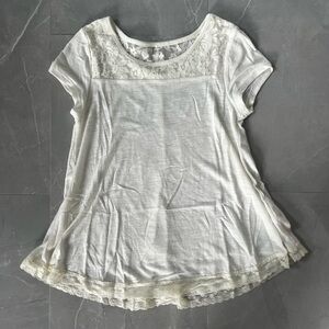 Justice Kids ruffle/lace basic white short sleeve tee
